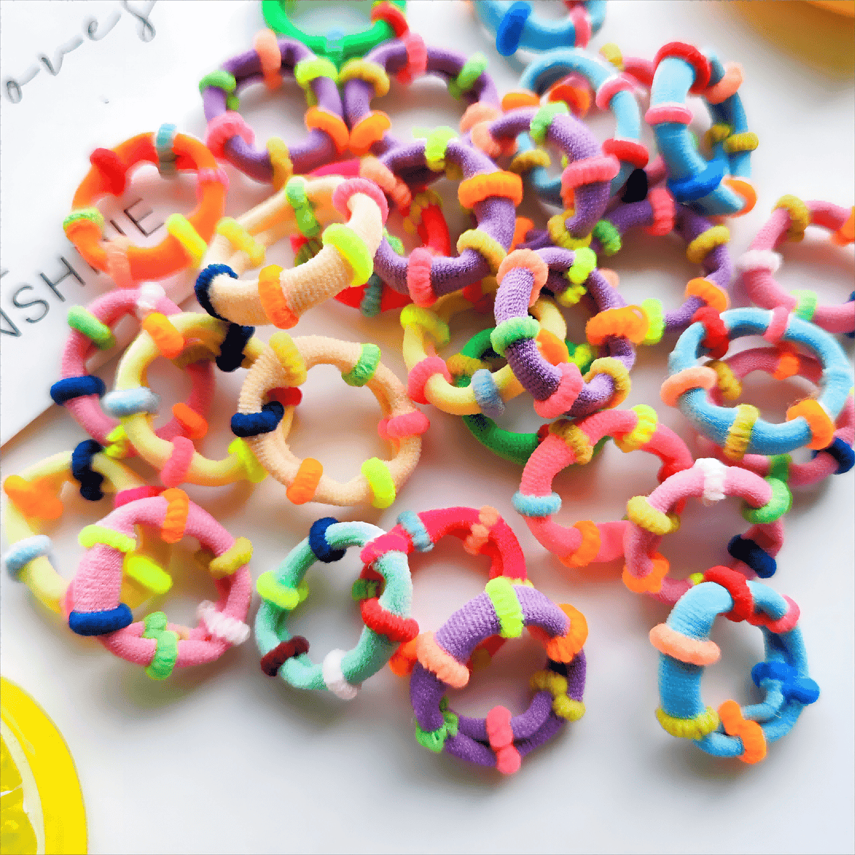 Colorful Elastic Hair Ties For Girls Soft Knotted Rubber Hair Ropes