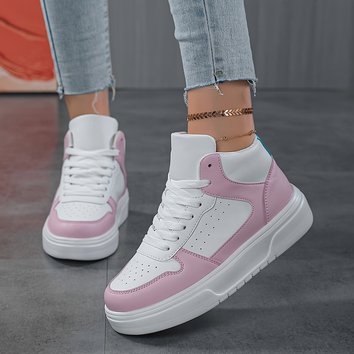 Women's Lightweight Block Skate Shoes Wear-Resistant Chunky Sneakers