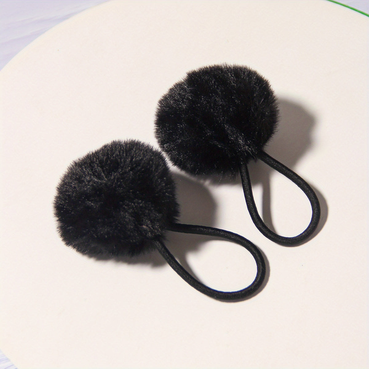 2pcs Set Colored Velvet Ball Hair Tie No Damage To Hair