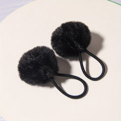 2pcs Set Colored Velvet Ball Hair Tie No Damage To Hair