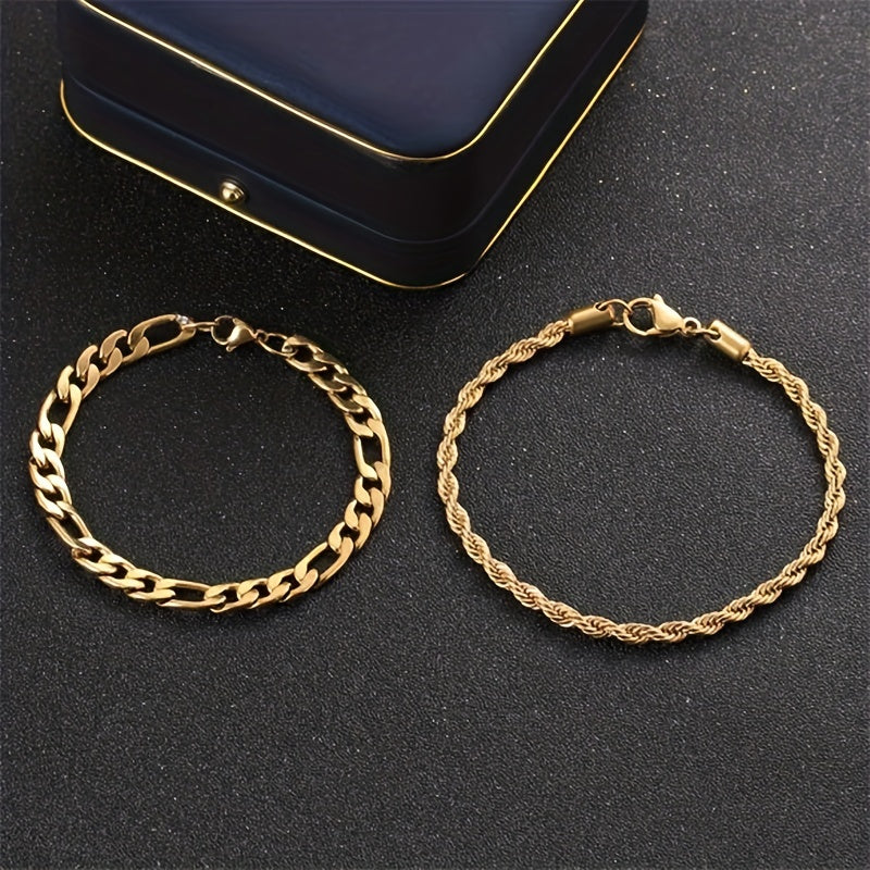 Braided Shape Chain Bracelet Stainless Steel Wristband Men Women