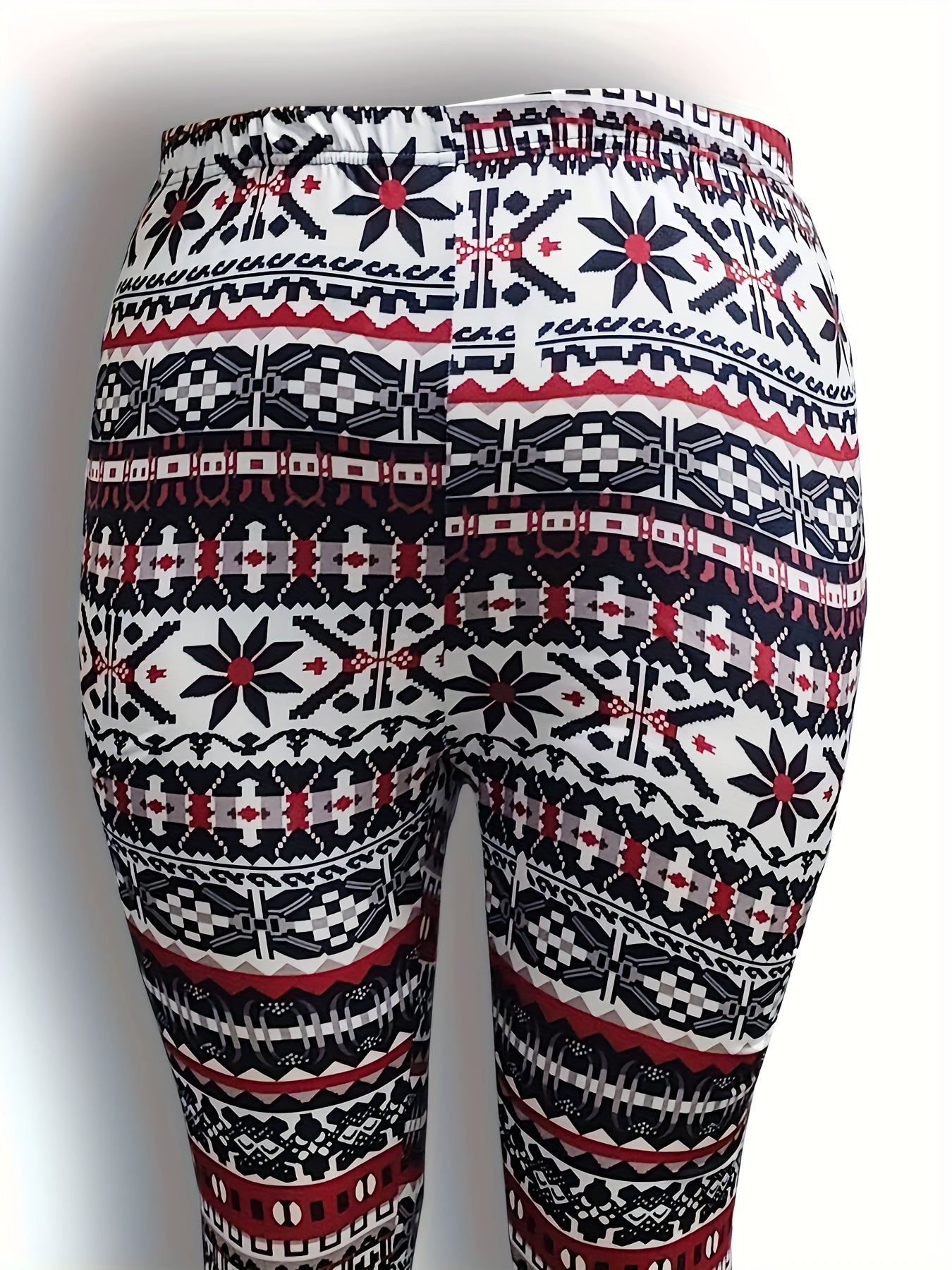  Snowflake & Geometric Print Leggings