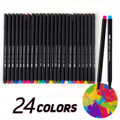 24pcs Colorful Fine Point Pens Set for Journaling Writing Drawing - 0.4mm Tip