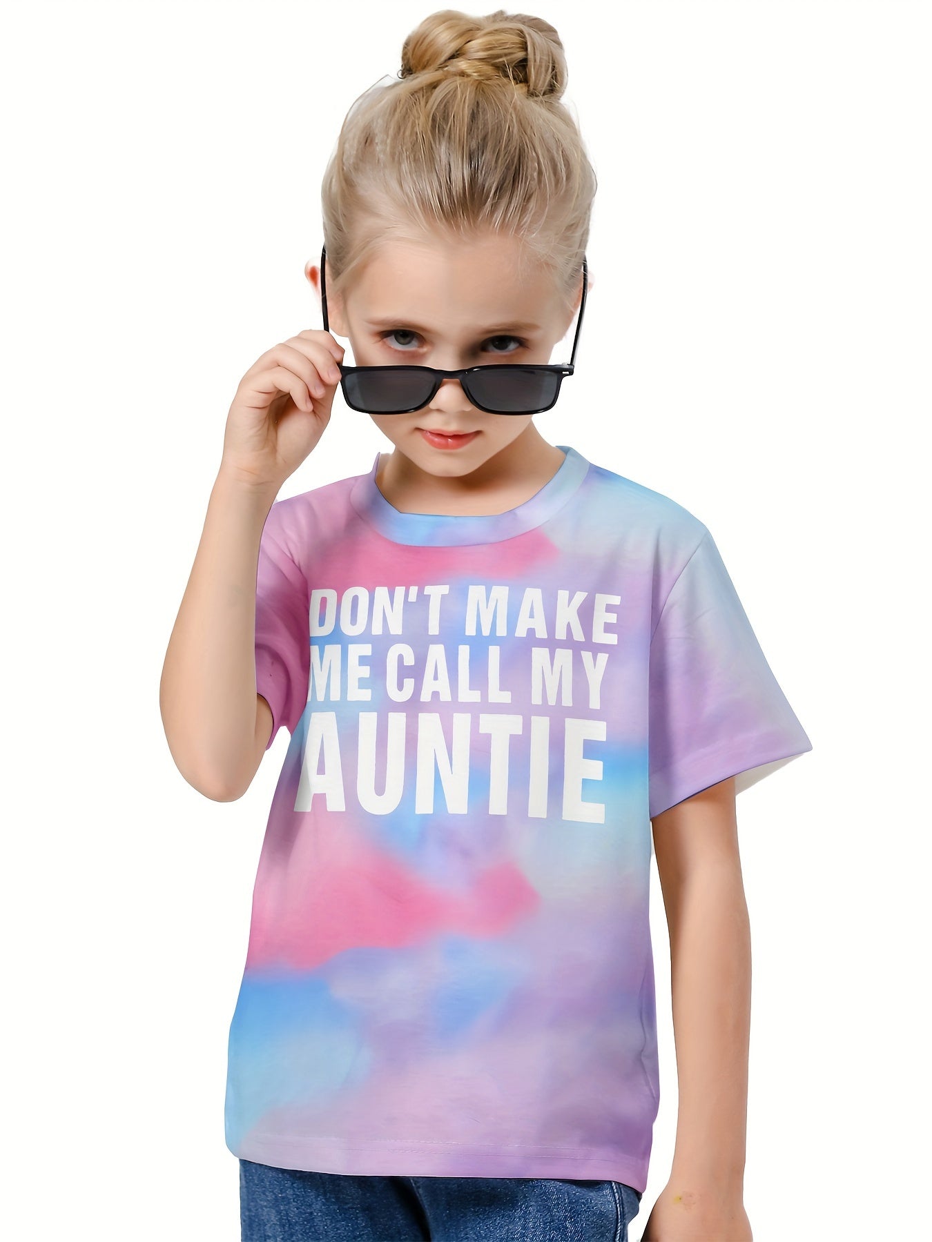 Kids Tie Dye T-shirt with 'Don't Call My Auntie' Print
