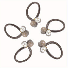 5pcs Faux Pearl Hair Tie Rope Rings Ponytail Holder Accessories