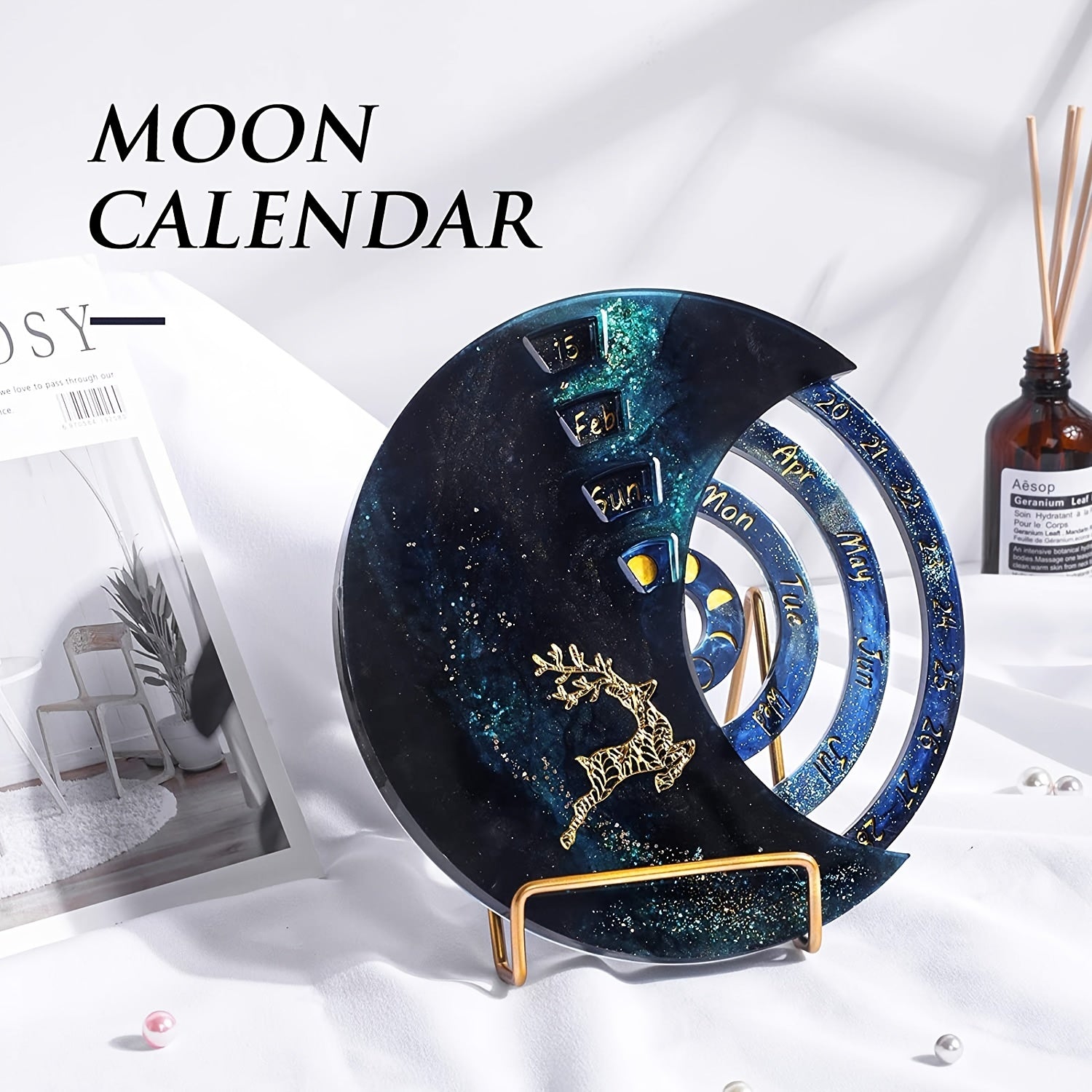 Moon Perpetual Calendar Resin Molds Set