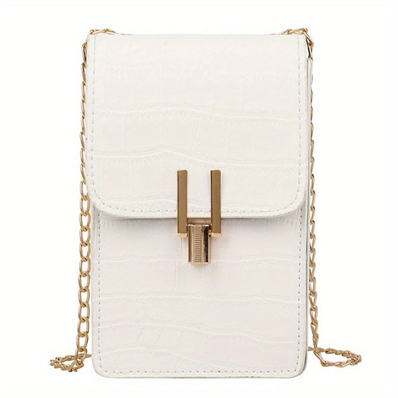 Crocodile Embossed Cell Phone Bag Mini Crossbody Purse