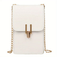 Crocodile Embossed Cell Phone Bag Mini Crossbody Purse