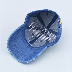 BREAK Embroidery Denim Baseball Cap Washed Distressed Couple Dad Hats