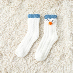 4 Pairs Cartoon Fuzzy Socks Comfy & Mid Tube Women's Stockings & Hosiery