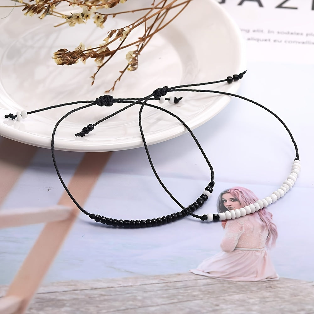 Adjustable Waterproof Cord Couples Bracelets Yin Yang His And Her Lover Bracelet