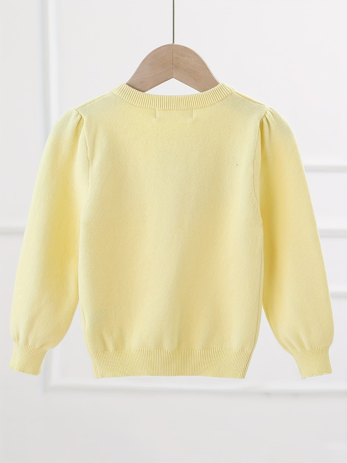 Girls' Floral Embroidered Knit Sweater Cardigan