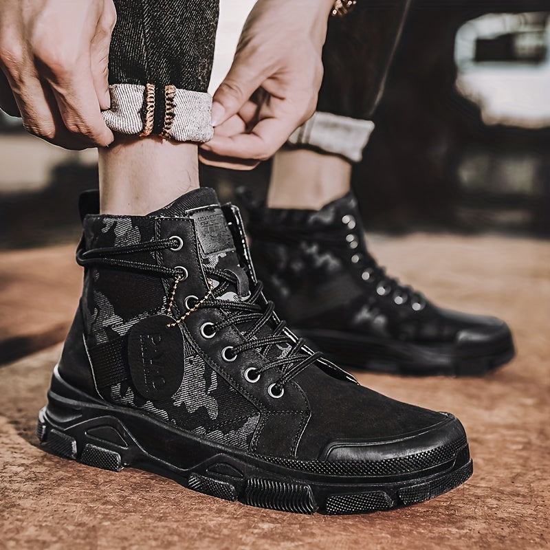 Men's Tactical Camo High Top Lace Up Boots Outdoor Hiking Shoes