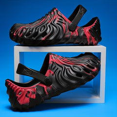 Men's Casual Striped Clogs Slip On Garden Shoes Spring Summer