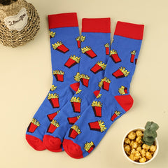 3 Pairs Cartoon Chips Print Socks Women's Stockings & Hosiery