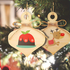 10pcs Wooden Peach Heart Christmas Pendant DIY Crafts