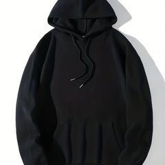 Solid Kangaroo Pocket Hoodie Casual Long Sleeve Drawstring Hoodies