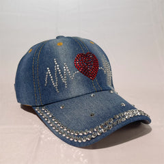 Women's Love Heart Bling Baseball Cap