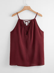  Casual Cami Top with Drawstring Cut Out Ruched Detail