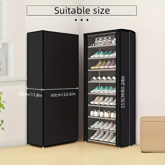 Large Capacity Shoe Rack w/ Dust Proof Curtain Shoes Storage Shelf