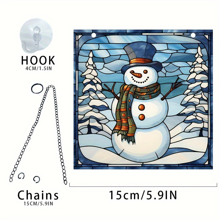 Acrylic Round Christmas Snow Snowman Window Decoration