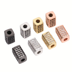 Brass CZ Tube Bead Bracelet Pendant Micro Inlaid Gasket DIY Jewelry