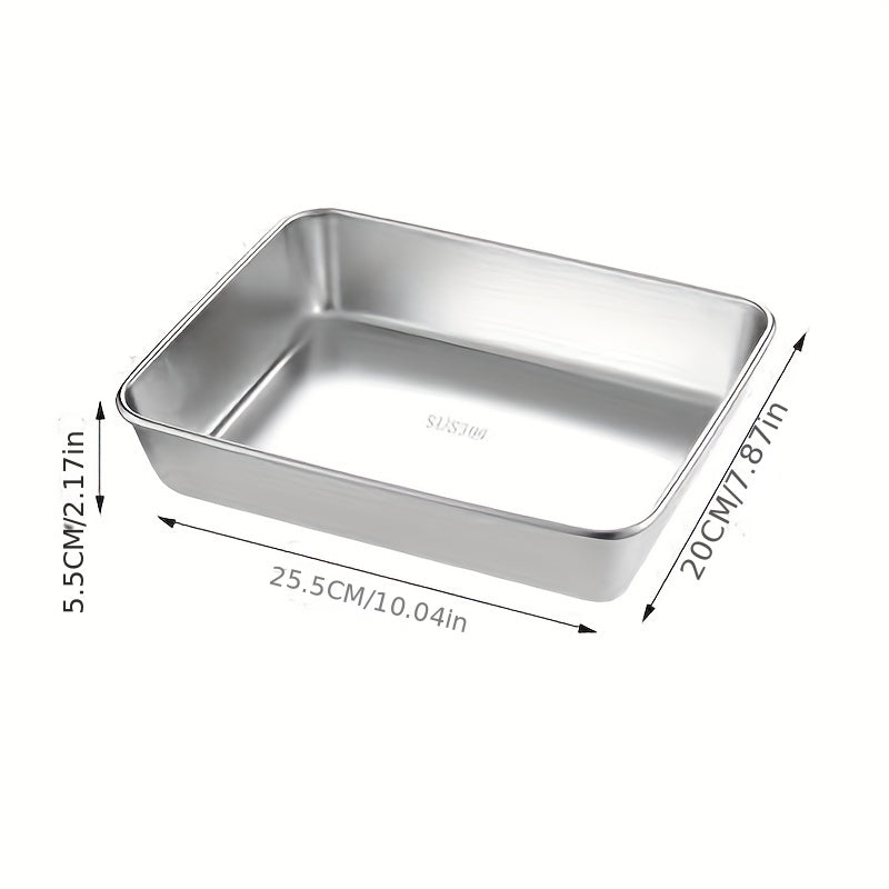 Stainless Steel Square Tray Vegetable Plate Baking Shallow Tray