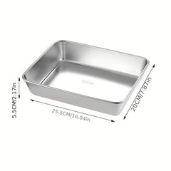 Stainless Steel Square Tray Vegetable Plate Baking Shallow Tray