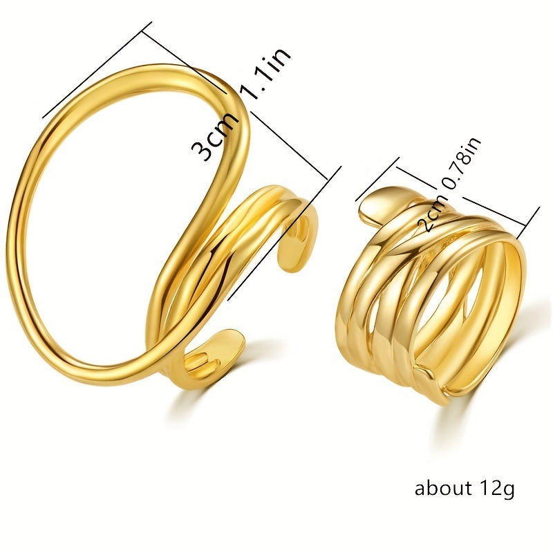 Alloy Metal Geometric Ring Adjustable
