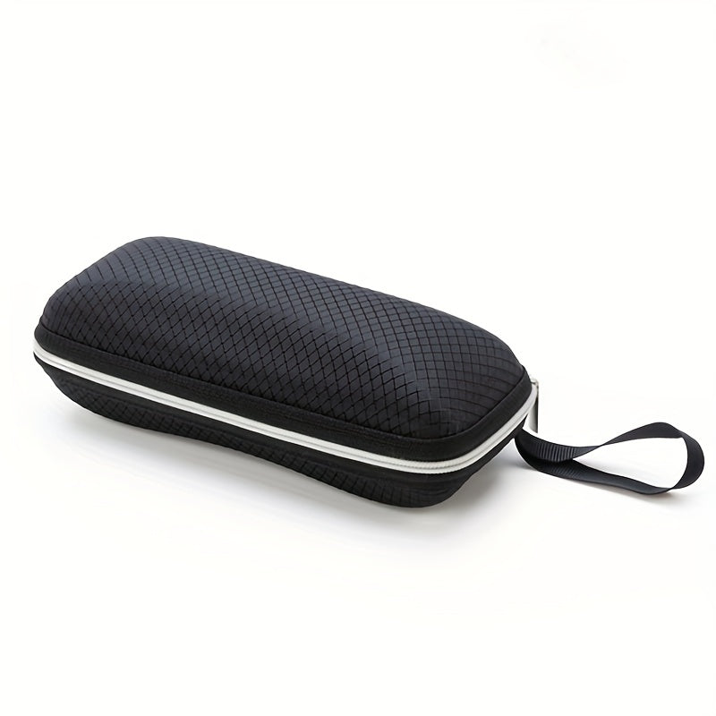 Geometric Print Textured Glasses Case with Zipper