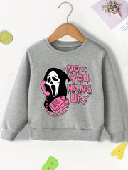 Alphabet Ghost Print Halloween Long Sleeve Sweatshirt