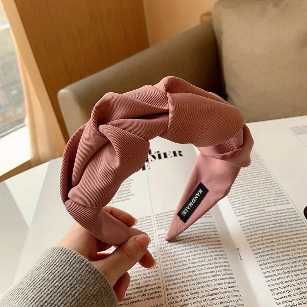 Ruffled Headbands For Women Solid Fabric Wide Hairbands