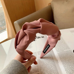 Ruffled Headbands For Women Solid Fabric Wide Hairbands