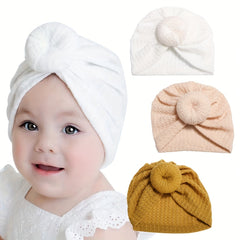 3Pcs Girls Plain Hat Turban Headwraps Elastic Soft Hat