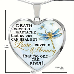 Heart Dragonfly Text Pendant Necklace Party Jewelry Men Gift