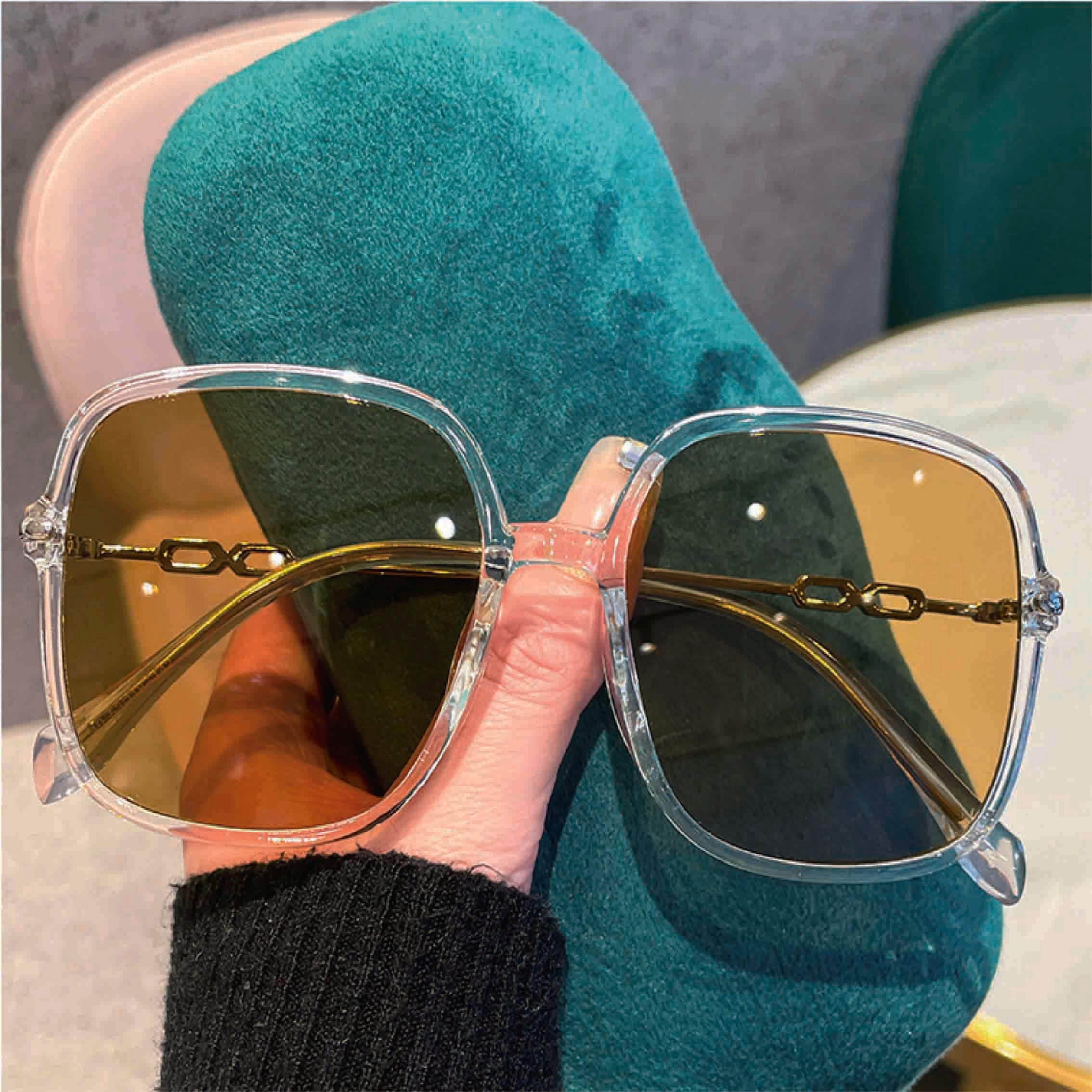 Oversized Square Sunglasses Mirror Lens UV400