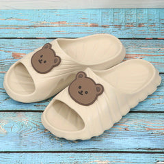 Women's Bear Decor Slides Summer Shower Shoes