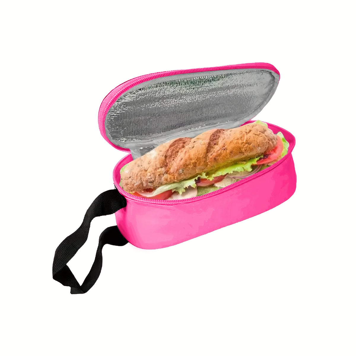 Bright Pink Insulated Lunch Bag with Zipper Durable PVC Tote