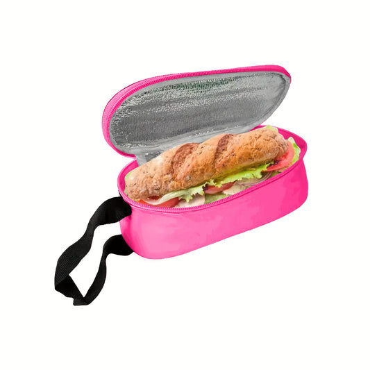 Bright Pink Insulated Lunch Bag with Zipper Durable PVC Tote