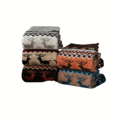Cartoon Elk Print Christmas Socks Women's Stockings