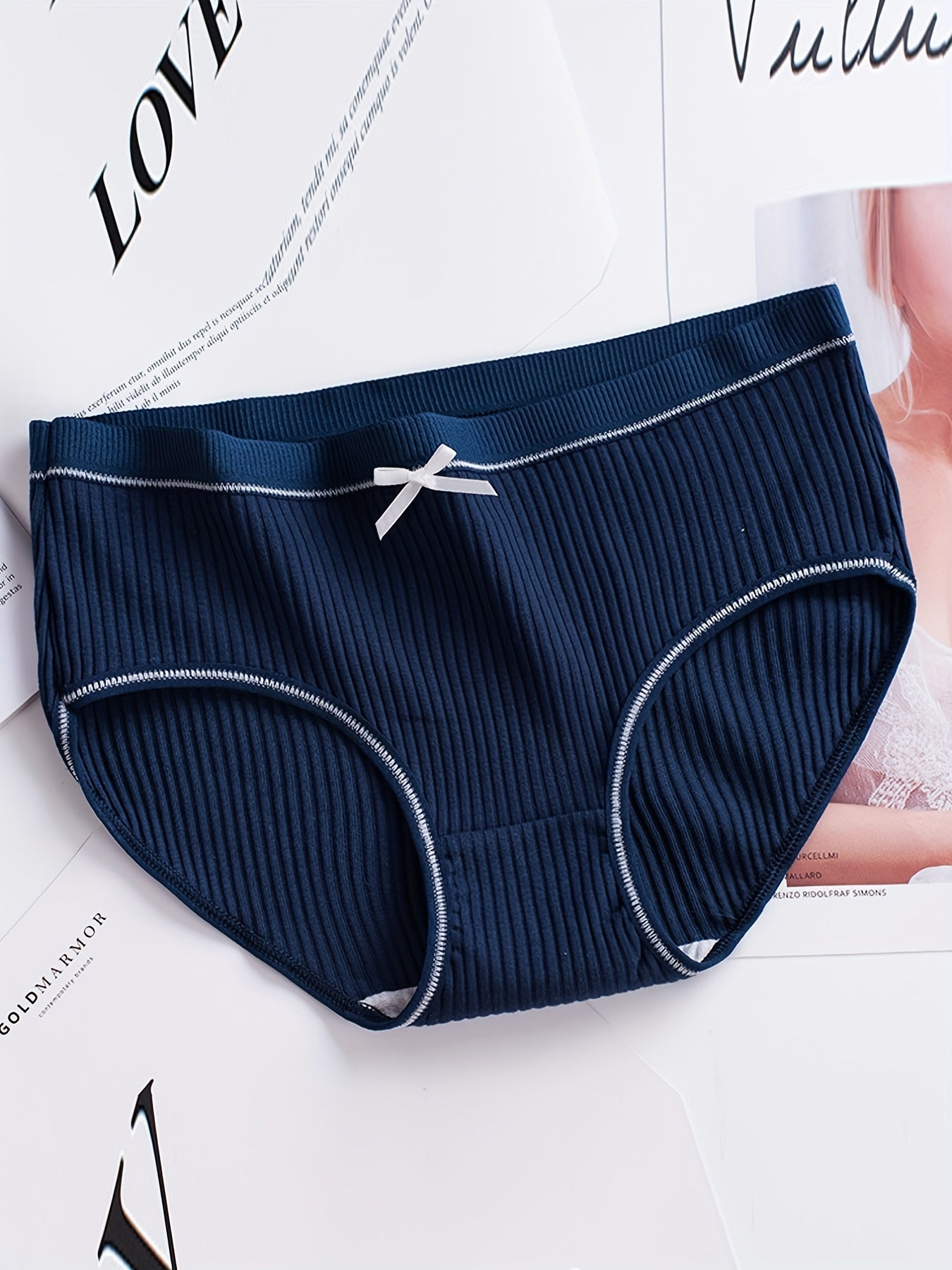 3pcs Ribbed Bow Tie Briefs Soft & Comfy Panties