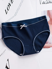 3pcs Ribbed Bow Tie Briefs Soft & Comfy Panties