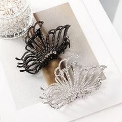 Large Butterfly Hair Clips Non-Slip Golden Rhinestone Pearl Jaw Clips