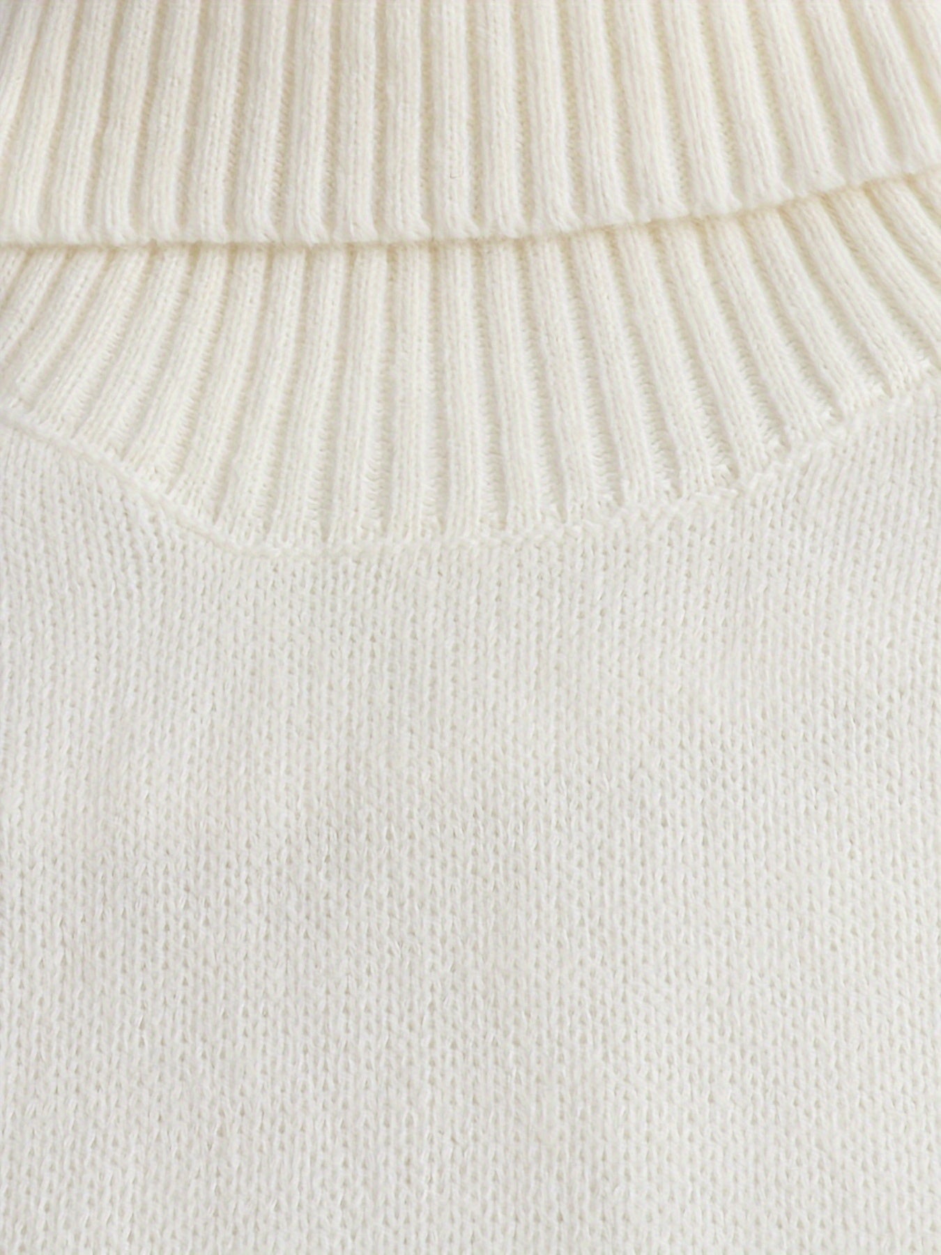  Solid Long Sleeve Turtle Neck Sweater Dress