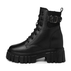 Metal Buckle Ankle Combat Boots Lace Up & Zipper Women's Footwear