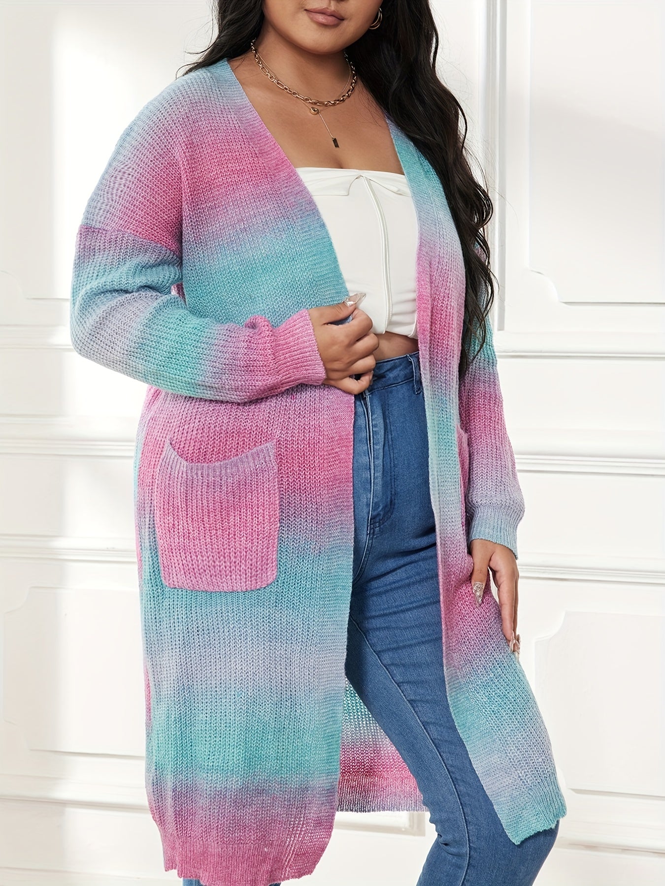  Rainbow Long Sleeve Open Front Cardigan