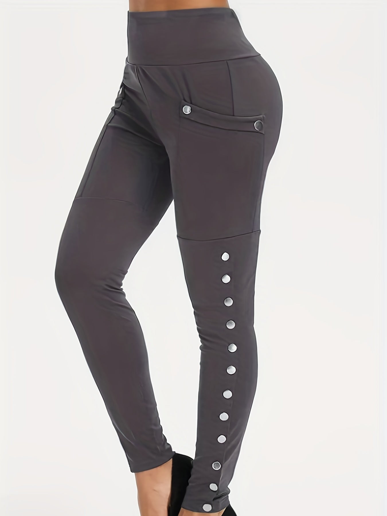  High Rise Skinny Trousers With Pockets