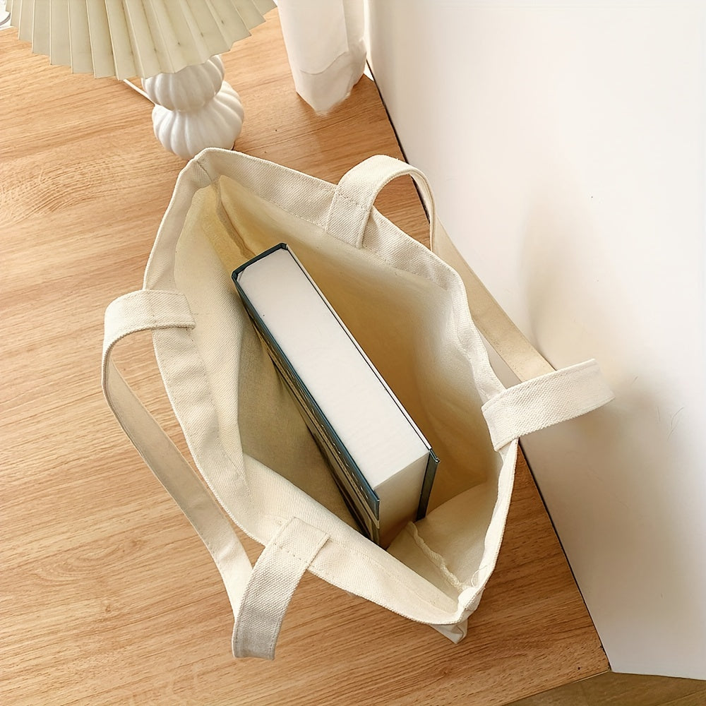 Pink Letter Flower Pattern Canvas Bag Lightweight Shopper Bag