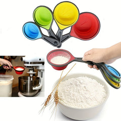 9pcs Collapsible Measuring Cups Set Engraved Metric US Markings