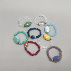 Colorful Crystal Glass Beads Ring for Women